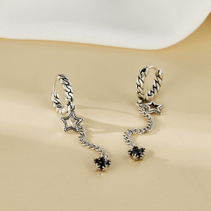 925 Sterling Silver Hot Sale Star hoop Earrings Simple Temperament Exquisite Hot Semale Sexy Jewelry Gift